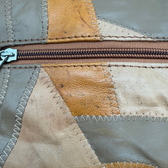 Vintage Boho Patchwork Leather Shoulder Bag unused. Brown purse - Picture 7 of 7